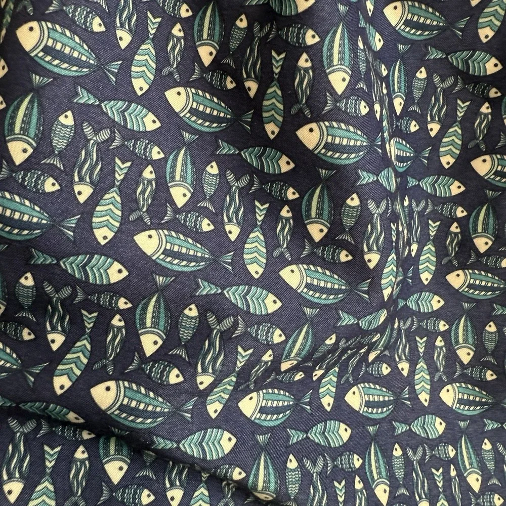 Mr. Swim Blue‎ All Over Fish Print Lined Beach Swim Shorts Trunks Men's Small